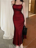 Simple Custom Spaghetti Straps Mermaid Stylish Elegant Evening Formal Long Prom Dresses PD1462