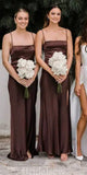 Simple Spaghetti Straps Mermaid Elegant Long Beach Formal Bridesmaid Dresses BD250