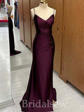 Simple Spaghetti Straps V-Neck Mermaid Unique Elegant Evening Formal Long Prom Dresses PD1442