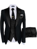 Slim Fit 3 Piece Men Suit, Blazer Jacket Vest Pants, Vintage Business Banquet Groomsmen Men Tuxedo Suit Set MS001
