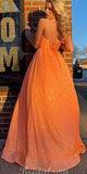 Sparkly Sequin A-line Orange Elegant Party Stylish Women Evening Long Prom Dresses PD1511