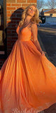 Sparkly Sequin A-line Orange Elegant Party Stylish Women Evening Long Prom Dresses PD1511