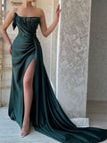 Strapless Modest Custom Elegant Mermaid Unique Fashion Party Evening Long Prom Dresses PD036