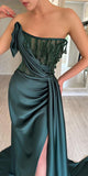 Strapless Modest Custom Elegant Mermaid Unique Fashion Party Evening Long Prom Dresses PD036