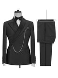 Two Piece Blazer Vest Pants Set, Vintage Business Banquet Groomsmen Men Stylish Suit Set, MS003