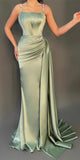 Unique Mermaid Elegant Satin Party Modest Women Evening Long Prom Dresses PD1507