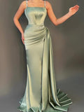 Unique Mermaid Elegant Satin Party Modest Women Evening Long Prom Dresses PD1507