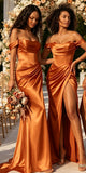 Unique Satin Custom Mermaid Long Beach Formal Party Bridesmaid Dresses BD263