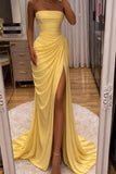 Yellow Strapless Mermaid Party Modest Popular Women Evening Long Prom Dresses PD1535