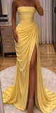 Yellow Strapless Mermaid Party Modest Popular Women Evening Long Prom Dresses PD1535