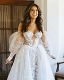 A-line Custom Free Strapless Classy Fairy Beach Boho Vintage Long Wedding Dresses WD336