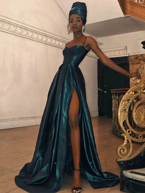 2023 A-line Spaghetti Straps Modest Simple Elegant Formal Long Prom Dresses PD321