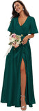 Champagne Aline Half Sleeves Formal Long Beach Bridesmaid Dresses BD111