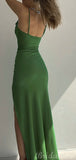 Mermaid Spaghetti Straps Modest Long Evening Prom Dresses with Slit PD229