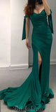 Green Mermaid Satin Elegant Formal Black Girls Slay Evening Long Prom Dresses PD541
