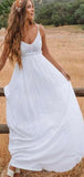 A-Line Backless Scoop Floor Length Beach Vintage Long Wedding Dresses WD280