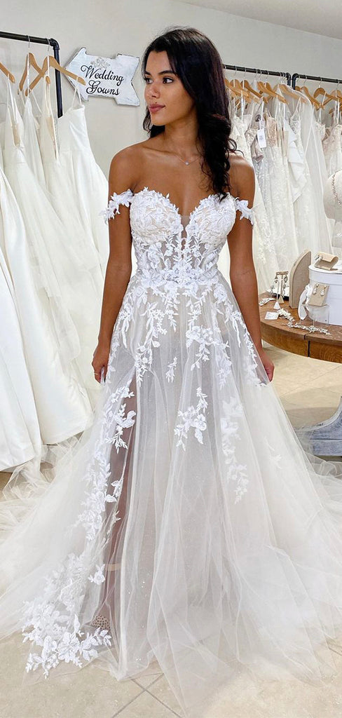 A-Line Off the Shouder Vintage Popular Wedding Dresses WD053 – bridalsew A-Line Off the Shouder Vintage Popular Wedding Dresses WD053 – bridalsew