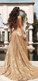 A-Line Sequin Sparkly Newest Long Modest Hot Party Prom Dresses PD061