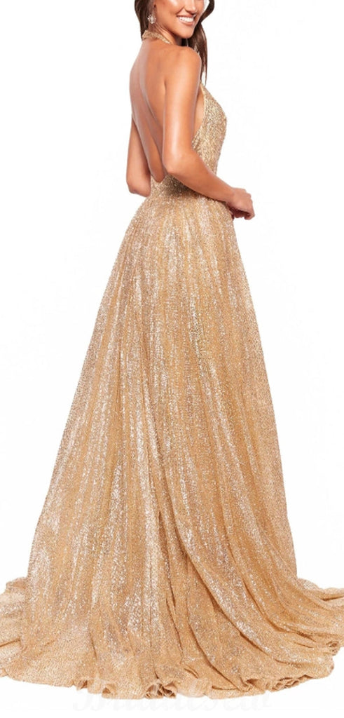 A-Line Sequin Sparkly Newest Long Modest Hot Party Prom Dresses PD061