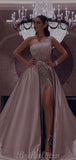 A-Line Sparkly One Shoulder Gorgeous Modest Prom Dresses PD081