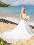 A-line Beach Luxurious Spaghetti Straps Romantic Dream Vintage Long Wedding Dresses WD380