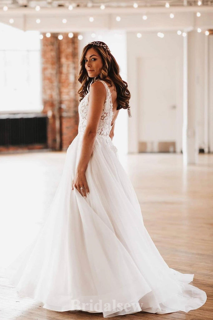 A-line Beach V-Neck Lace Luxurious Classic Modest Popular Vintage Long bridalsew A-line Beach V-Neck Lace Luxurious Classic Modest Popular Vintage Long bridalsew