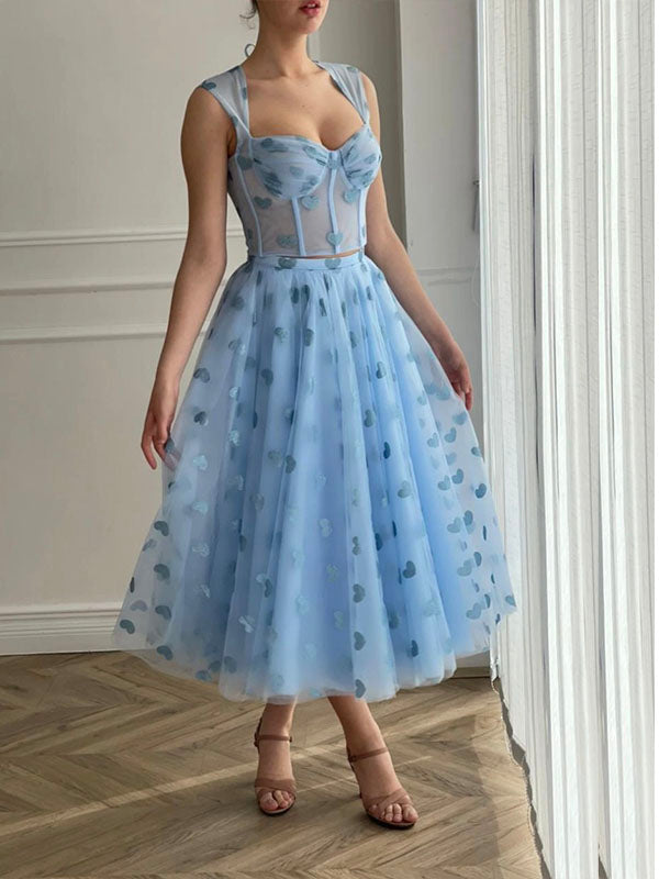A-line Blue Real Made Modest Party Long Prom Dresses, Homecoming Dress PD309