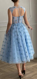A-line Blue Real Made Modest Party Long Prom Dresses, Homecoming Dress PD309