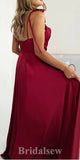 A-line Burgundy Spaghetti Straps Floor-Length Popular Stylish Evening Long Prom Dresses PD1121