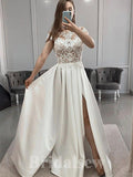 A-line Cap Sleeves Princess Garden Beach Vintage Long Wedding Dresses, Bridal Gown WD440