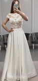 A-line Cap Sleeves Princess Garden Beach Vintage Long Wedding Dresses, Bridal Gown WD440