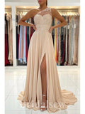 A-line Champagne One Shoulder Floor-Length Fashion Elegant Stylish Evening Long Prom Dresses PD1120