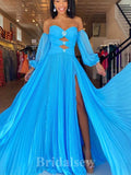 A-line Charming Blue New Elegant Best Long Party Evening Prom Dresses PD1285