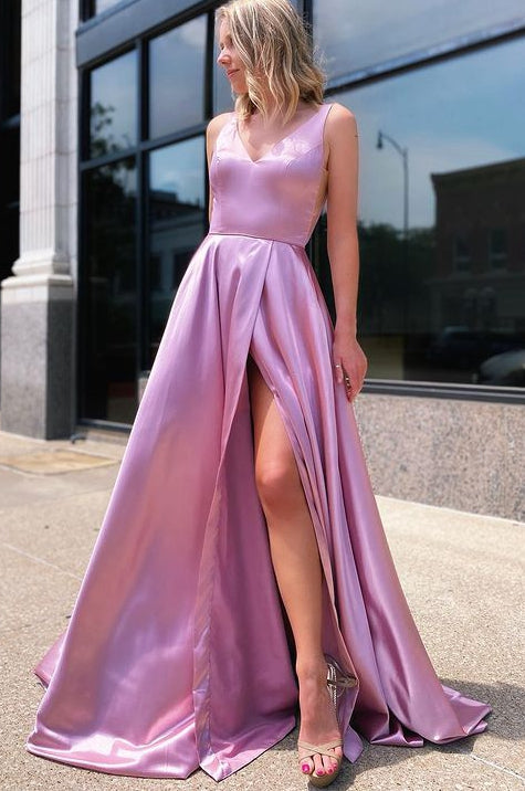 A-line Charming Elegant V-Neck Modest Long Evening Prom Dresses PD232