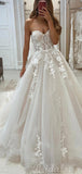 A-line Charming Lace Sleeveless Princess Vintage Garden Beach Long Wedding Dresses WD238