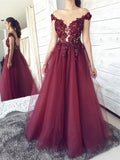 A-line Charming New Tulle Lace Appliques Modest Elegant Long Party Evening Prom Dresses PD1328
