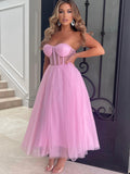 A-line Charming Short Prom Dresses, Pink Tulle Lovely Formal Homecoming Dresses HD016
