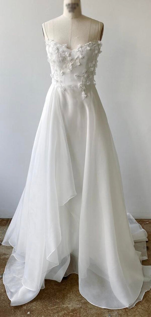 A-line Chiffon Sleeveless Boho Garden Elegant Vintage Beach Long Wedding Dresses WD197