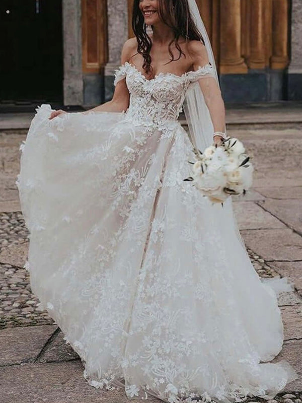Fairy Long A-line Tulle Lace Beach Wedding Dresses Fairy Long A-line Tulle Lace Beach Wedding Dresses