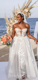 A-line Custom Free Strapless Classy Fairy Beach Boho Vintage Long Wedding Dresses WD336