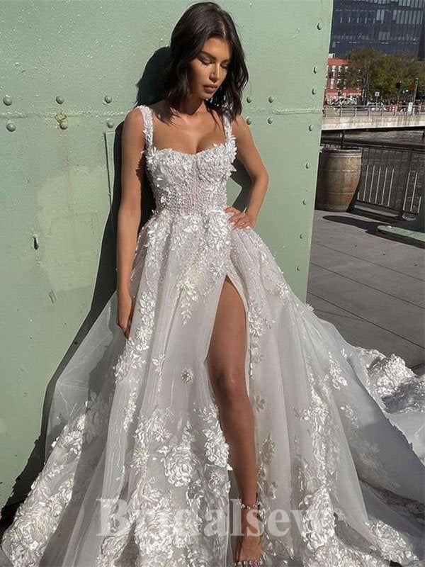 A-line Custom Lace Best Vintage Dream Beach Long Wedding Dresses WD525