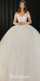 A-line Custom Sparkly Princess Vintage Dream Beach Long Wedding Dresses, Bridal Gown WD490
