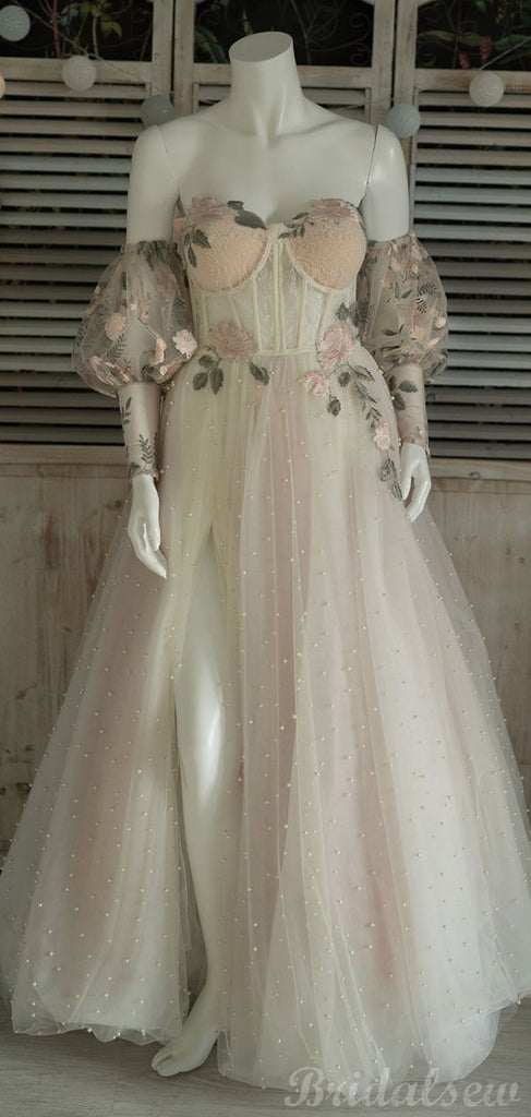A-line Custom Unique Country Vintage Fashion Long Prom Dresses PD156