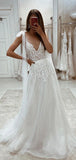 A-line Custom Unique Design Elegant Vintage Elegant Beach Long Wedding Dresses WD260