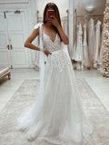 A-line Custom Unique Design Elegant Vintage Elegant Beach Long Wedding Dresses WD260