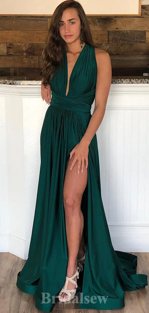 A-line Dark Green Formal Unique Elegant Long Party Evening Prom Dresses PD1282