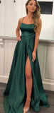A-line Dark Green Popular Real Made Simple Formal Long Prom Dresses PD168