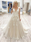 A-line Dream Tulle Sleeveless Garden Beach Vintage Long Wedding Dresses, Bridal Gown WD435