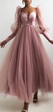 Modest A-line Dusty Pink Most Popular Unique Prom Dresses PD161