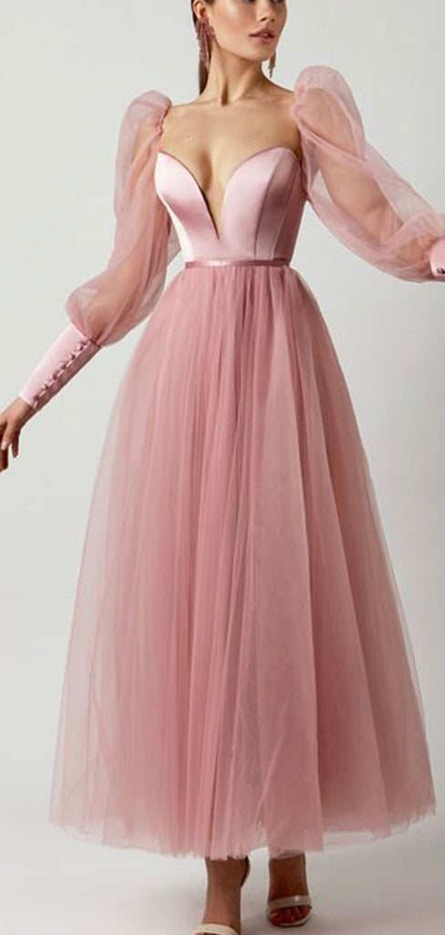 Modest A-line Dusty Pink Most Popular Unique Prom Dresses PD161